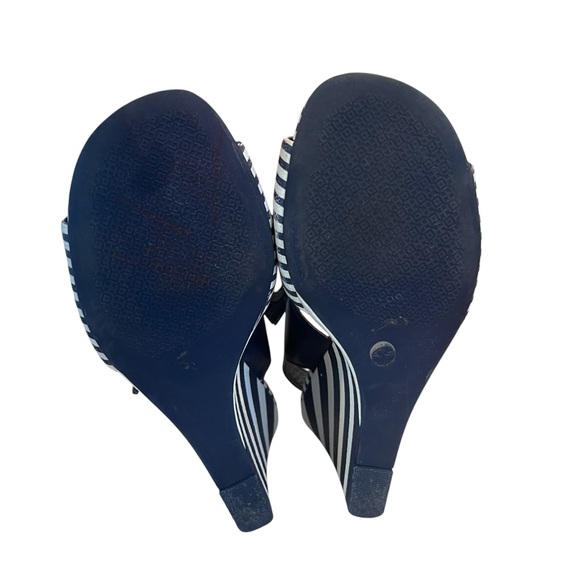 Tory Burch Maritime Stripe Wedge Sandals Women’s Size 7.5 - Picture 14 of 16